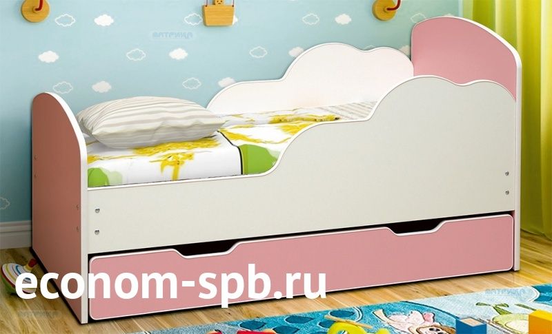 Кровать детская с ящиком «Облака» фото