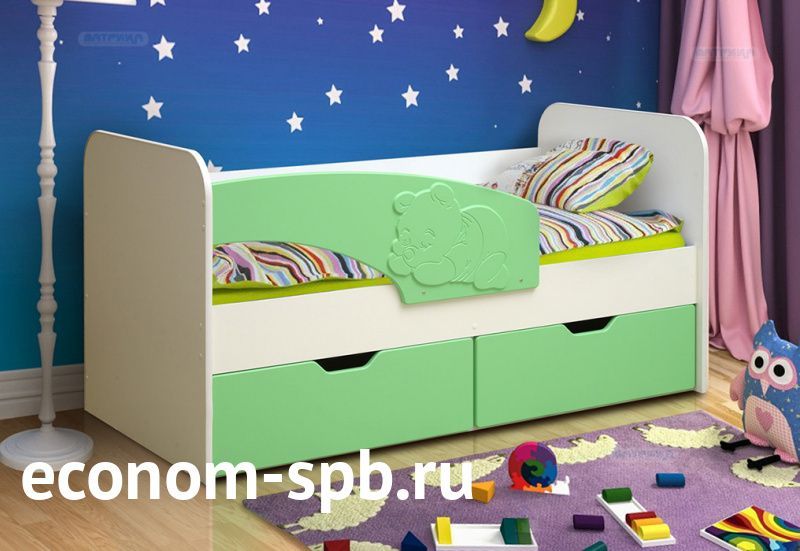 Кровать с ящиками и бортиком «Винни-Пух» фото