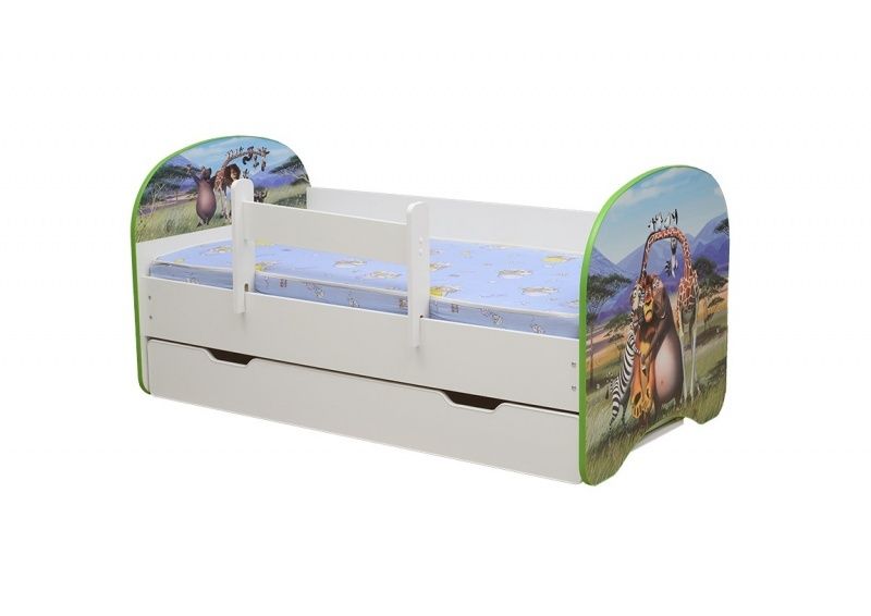 Кровать с фотопечатью и ящиком «Мадагаскар» фото