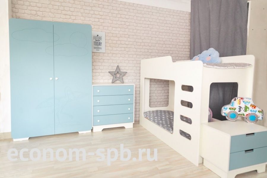 Комплект детской мебели с двухъярусной кроватью фото