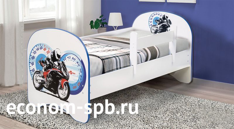 Кровать с фотопечатью «Мотоцикл» фото