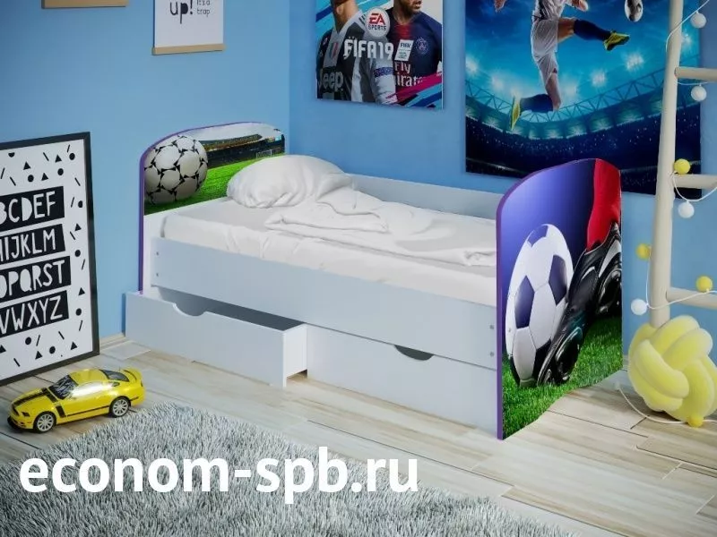 Кровать детская с ящиками «Футбол» фото