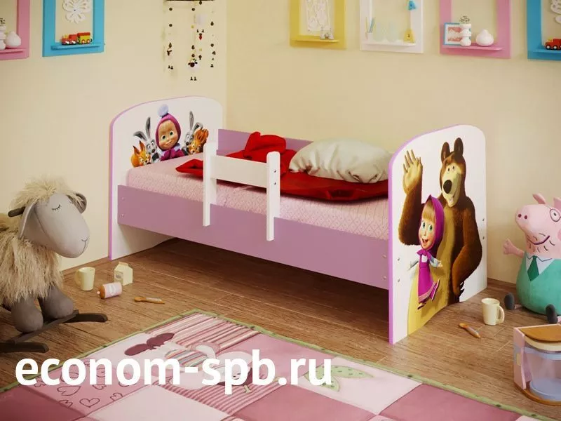 Кровать детская «Маша и медведь» цветная фото