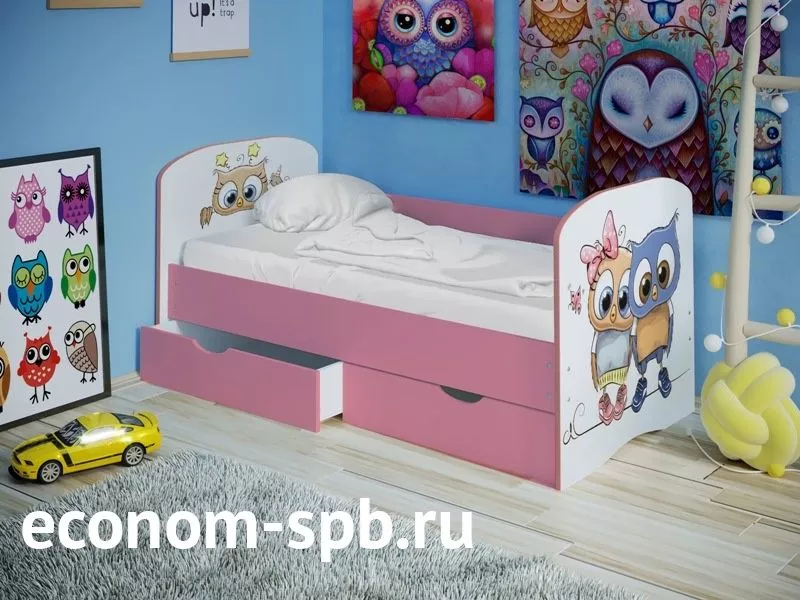 Кровать детская с ящиками «Совята» фото